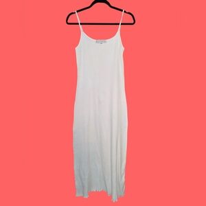 Vittadini White Ribbed Knit Cotton Slip Bodycon Dress | Size M | 100% Cotton